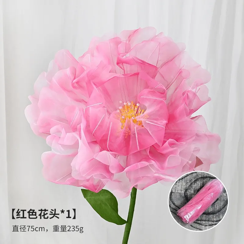 DIA 75CM Gauze Flower Artificial Peony Giant Flower Handmade Flower Wedding Home Decoration Stage Photo Props Flores