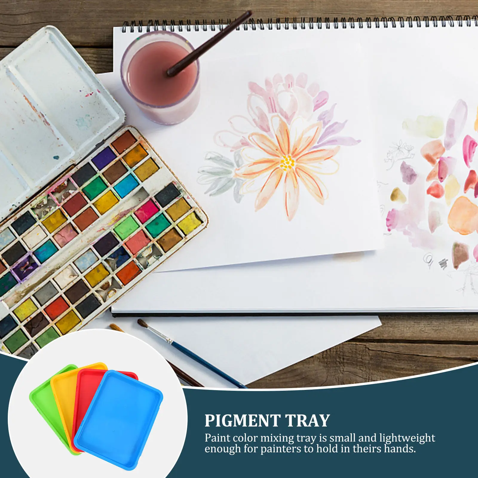 4Pcs Pigment Mixing Tray Color Painting Pigment Plate for Watercolor Gouache Oil Arts Crafts Kids DIY School Home Art Supplies