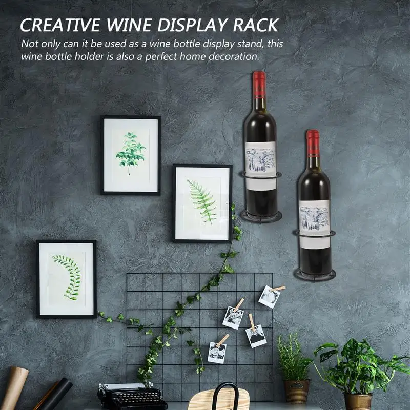 2Pcs Wall Wine Holder Wall Single Bottle Rack Wall Wine Stand Rack Wine Storage Rack For Home Bar Wall Mounted Wine Racks NEW