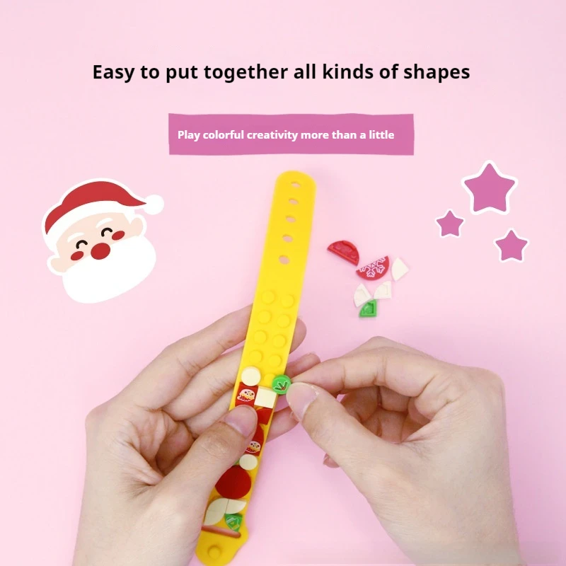 Christmas Gift DIY Christmas Fun Colorful Bracelet Small Particle Assembly Building Blocks Children Christmas Toy Gifts