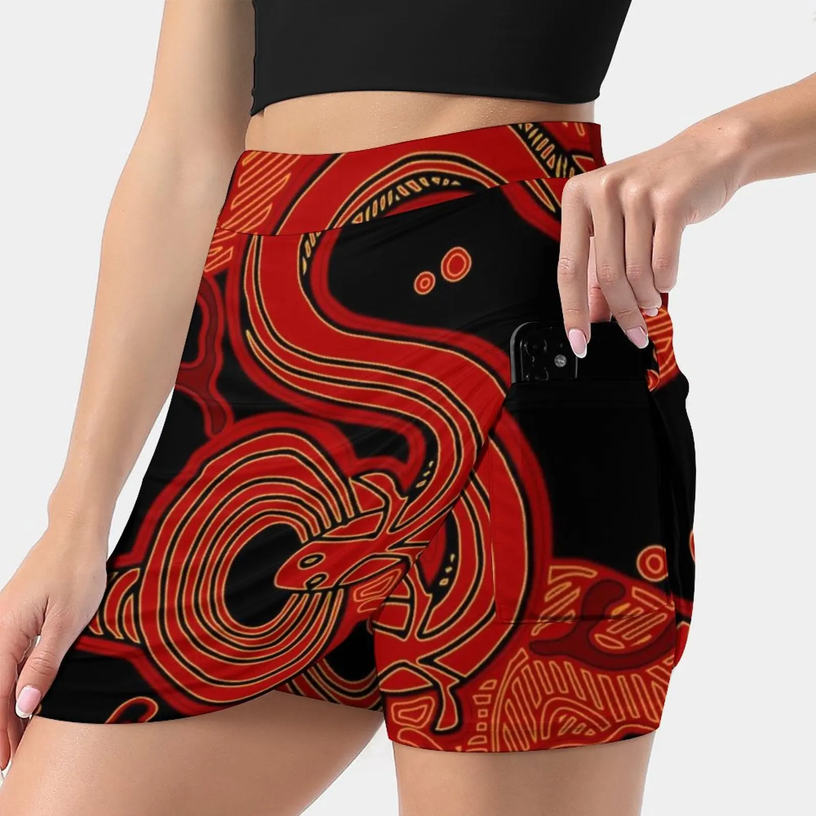 Aboriginal Art-Eel Trap Skirts Woman Fashion 2022 Pant Skirt Mini Skirts Office Short Skirt Aboriginal Art Koori Indigenous Art