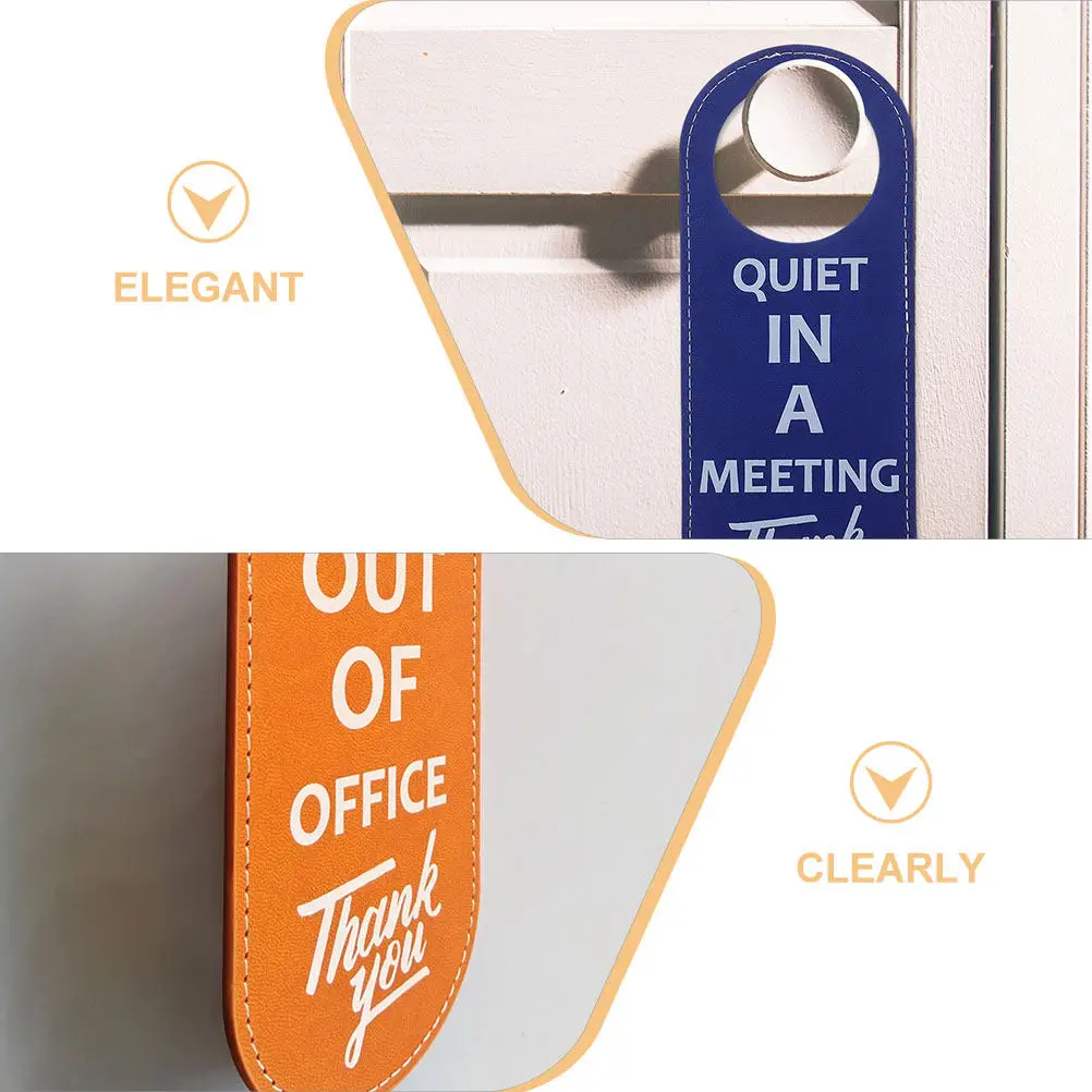 2Pcs Door Hanger Sign PU Double Sided Quiet in Meeting Office Door Knob Privacy Please Out of Office Occupied Do Not Disturb