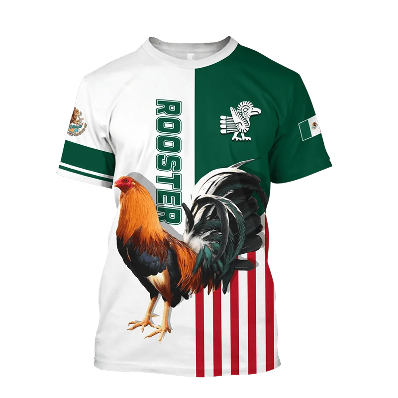 Unisex Rooster GraphicMens T-Shirts for Men Clothing Summer 3D Printed Casual Short Sleeve Tops Oversized Tee Shirt Personality