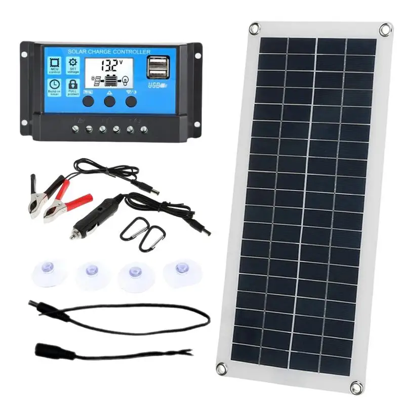 Portable Solar Charger 18V Soft Solar Charger with Dual USB Ports Multifunctional Solar Converter Phone Charger Camping Supplies