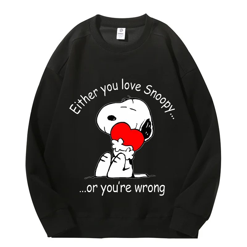 Snoopy Sweatshirt Men Women Round Neck Spring Autumn Anime Cartoon Tops Dropped Shoulders Pullover Couple Loose Long Sleeve Gift