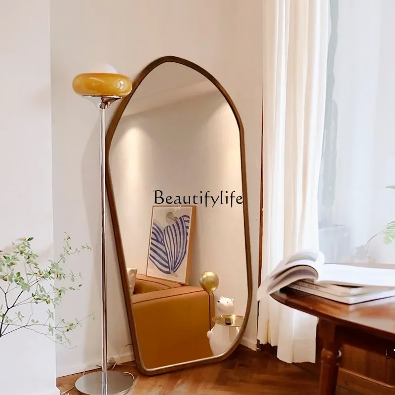 American-Style Mid-Ancient Body Wall-Mounted Retro Floor Irregular Dressing Mirror