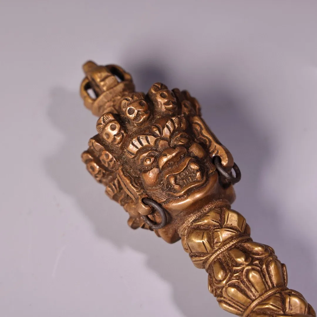 Nepal Tibetan Old Dharma Brass Handmade Puba King Kong Demon Conquering King Kong Pestle Home Buddhist Hall Supplies Ornament 27