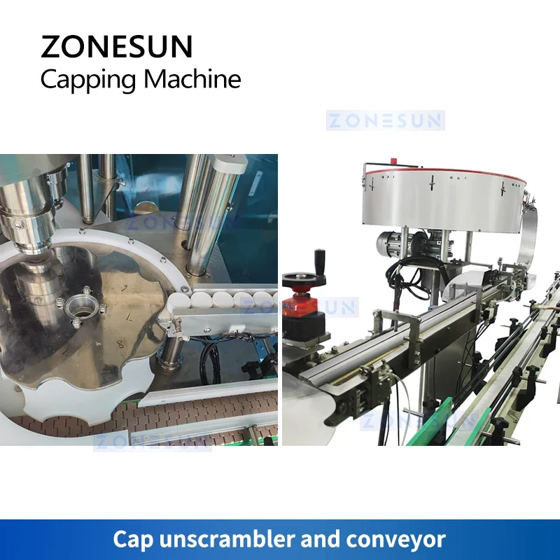 ZONESUN สกรูอัตโนมัติบนเครื่อง Capping ป้อมปืนโรตารี่ความเร็วสูง Star ล้อขวด Jars Unscrambler ZS-XGFX-6G
