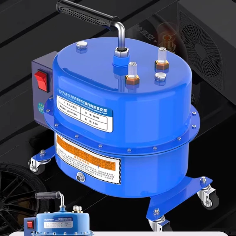 Automotive air conditioner vacuum pump, tire inflation refrigerant filling and pumping