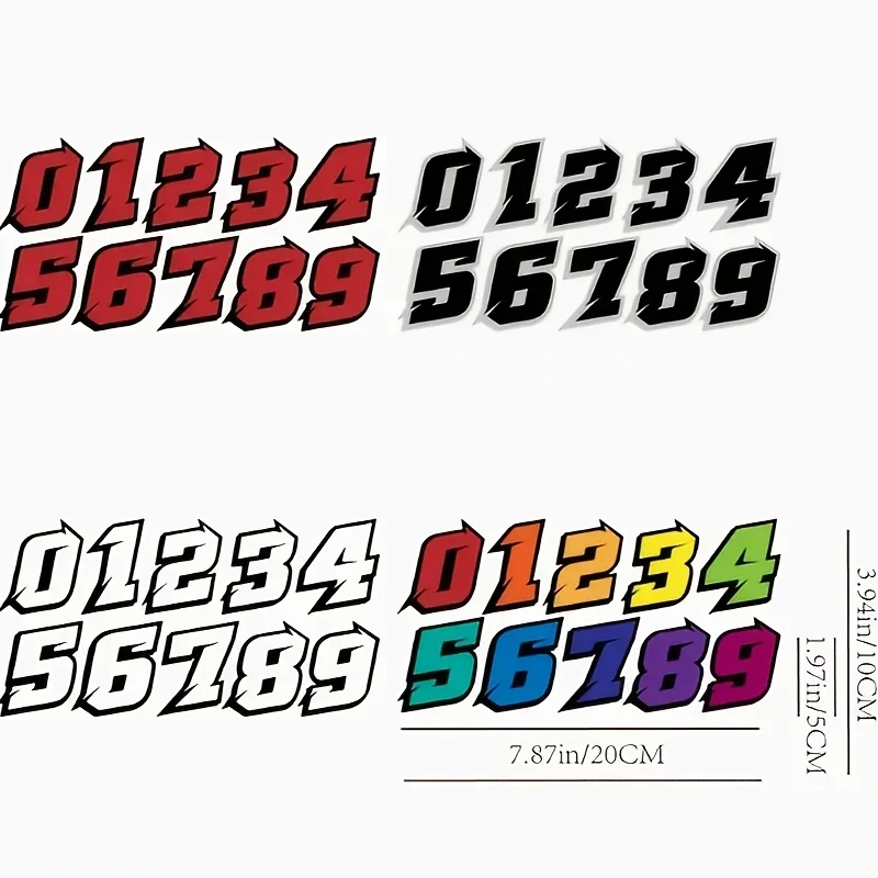 

1 комплект, набор наклеек с гоночным номером для мотоцикла, украшения для стайлинга автомобилей, несколько цветов и дизайнов, аксессуары для наклеек