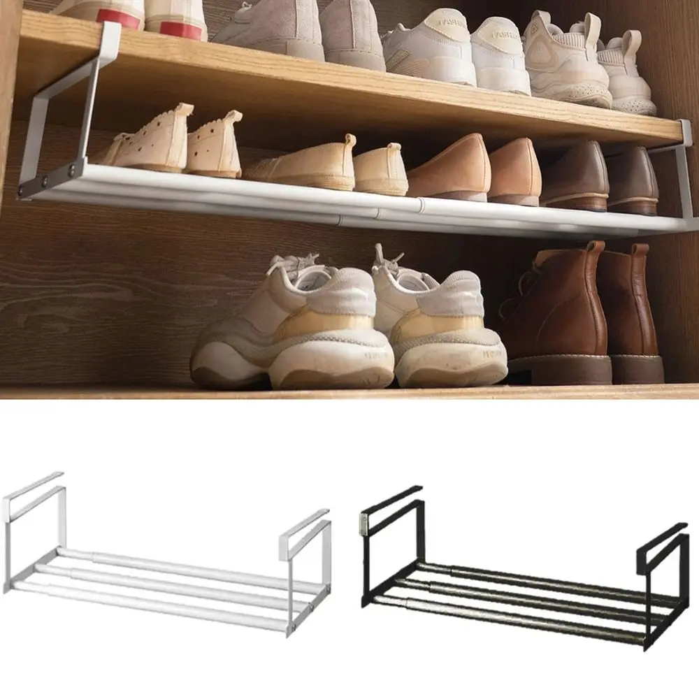 Portable Shoe Storage Rack Space-saving Under Hanging Retractable Shoe Cabinet Sturdy Layered Partition Holders Shoe Tray