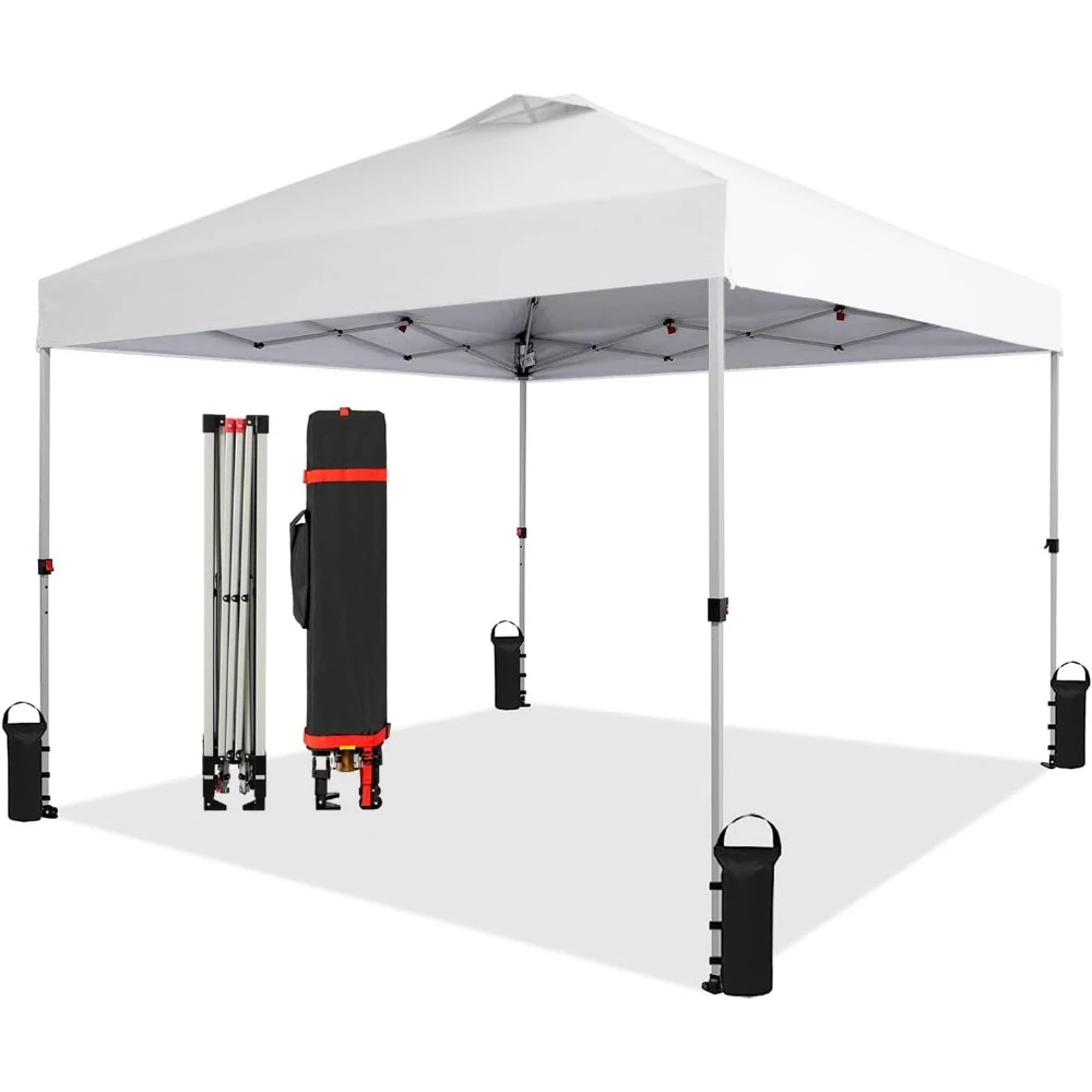 10x10 Pop Up Canopy - Beach Tent with One Push Setup - Easy Outdoor Sun Shade for Events, Parties, Camping - Gazebo with