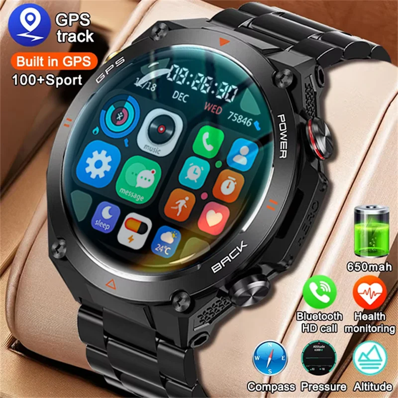 For HUAWEI Sports Smart Bracelet Men Watch 1.45 AMOLED Screen GPS Compass Altimeter Waterproof Bluetooth Call New Smart Watches