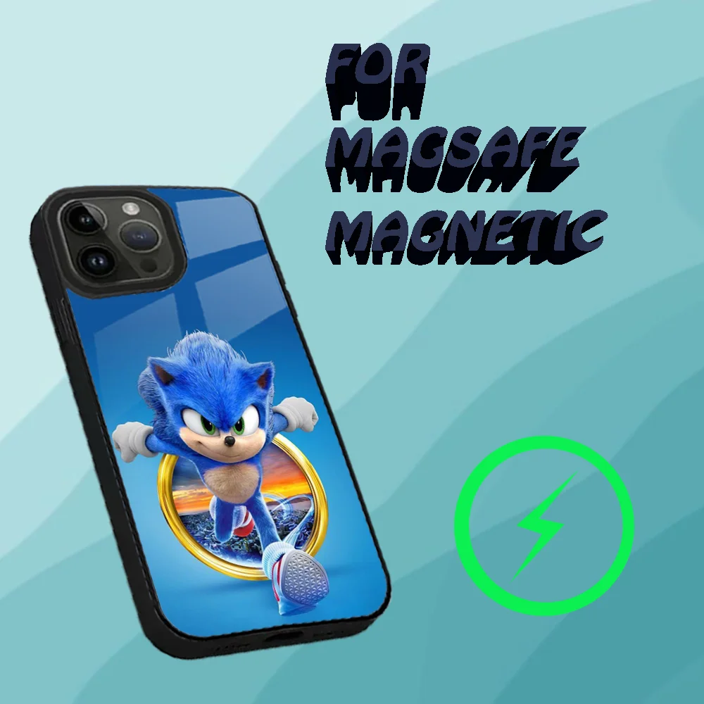 Cartoon-S-Sonics Phone Case For iPhone 15,14,13,12,11,Plus,Pro,Max Mini Magsafe Magnetic Wireless Charging