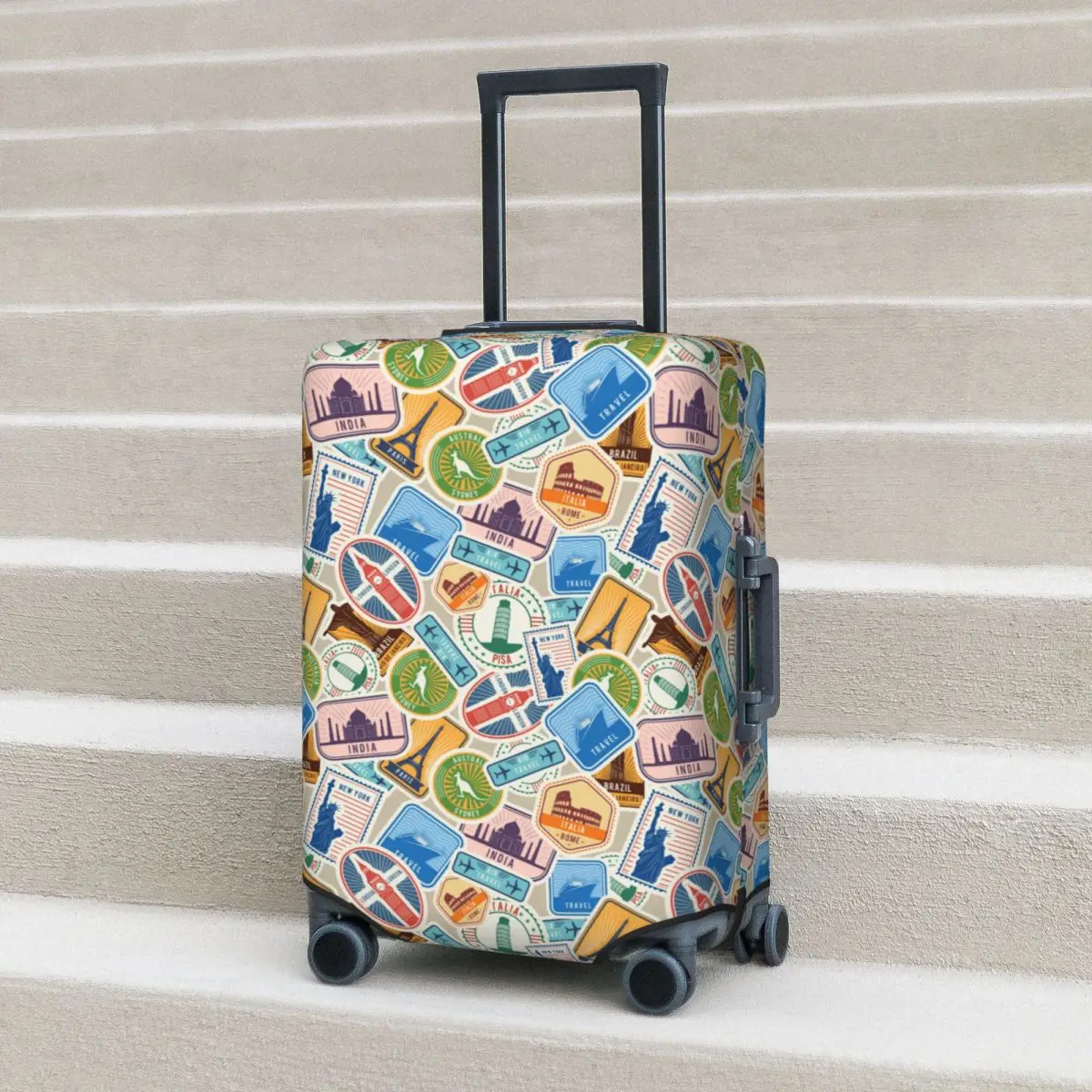 

Travel Pattern Suitcase Cover Vacation Historical Cultural Elastic Luggage Supplies Cruise Trip Protection