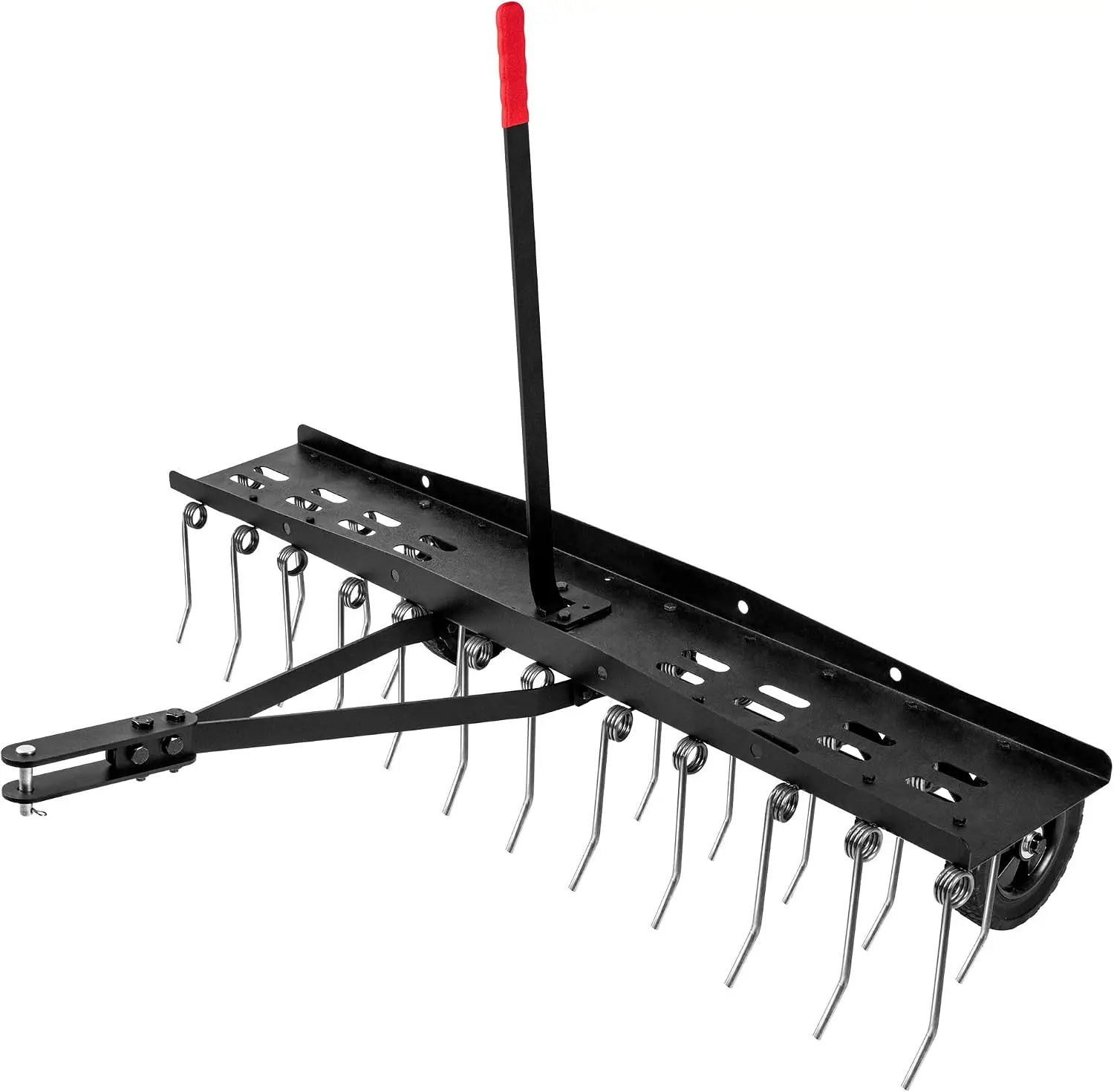Tow Behind Lawn Dethatcher Rake Attachment, Heavy Duty Spring Steel Tine Grass Aerator Equipment, Garden Tractor Riding Lawn Mower Yard Tool, Black, 1 Pack
