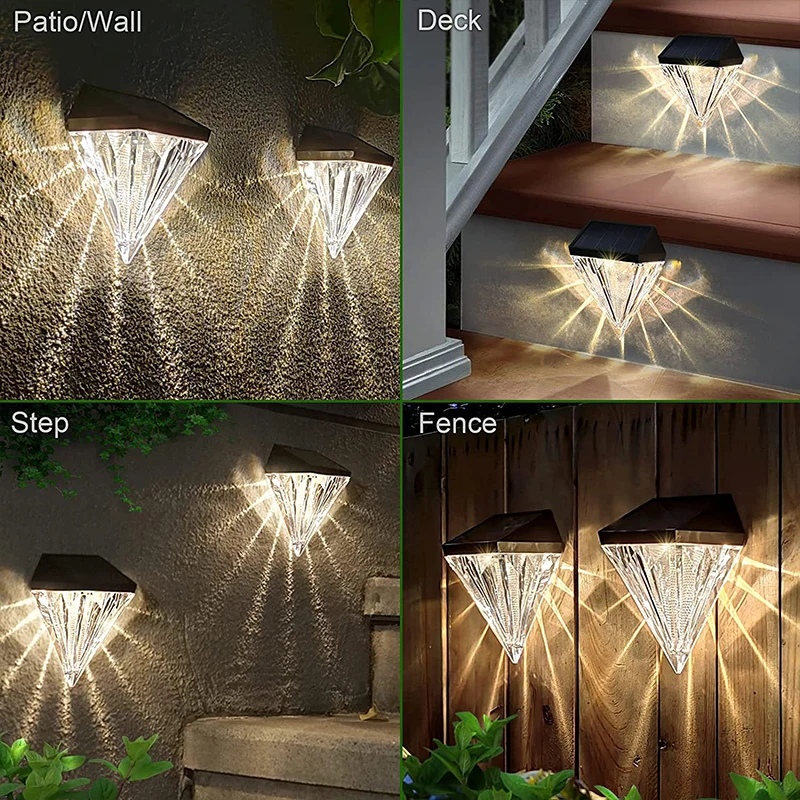 LED Solar Fence Light IP65 Outdoor Waterproof Wall Light Breathing/Constant Mode Garden Light Suitable for Stair Path Backyard