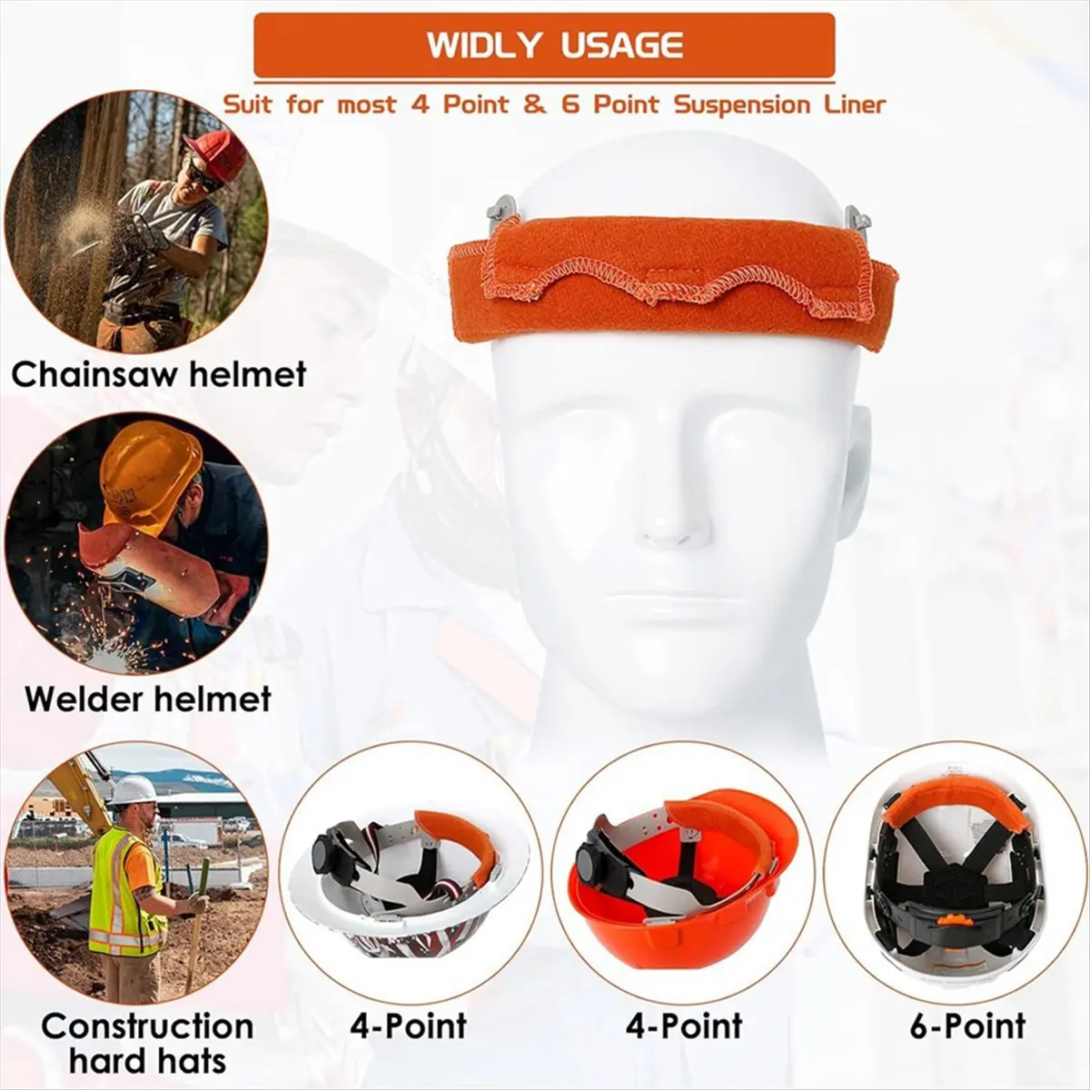Top Sale Safe Hard Hat Sweatband- Hard Hat Sweat Bands Washable,Hard Hat Liner Replacement,Flame Retardant Cotton Hard Hat 8pack