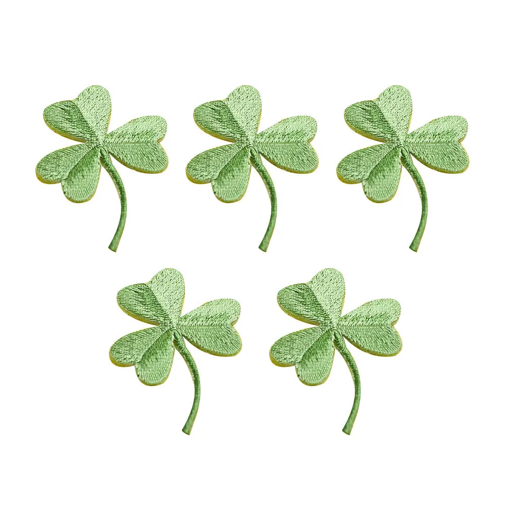 5 pcs Four Leaf Patches Shiny Sequin Embroidery Diy Iron On Applique For Clothing Jeans Hats Bags Crafts Decoration