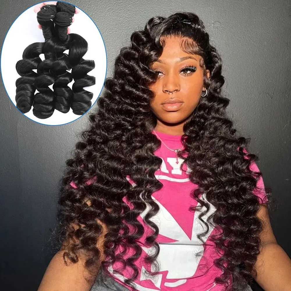 

16A Свободные пучки человеческих волос с глубокими волнами 14A Бразильские пучки человеческих волос Raw Hiar 100% необработанные наращивания для женщин