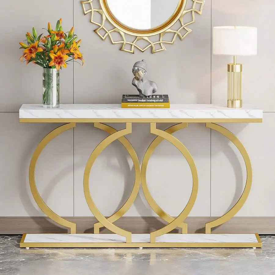 Inch Modern Gold Console Table For Entryway Table, Narrow Long Sofa Table Behind Couch Table Accent Table For Living Room