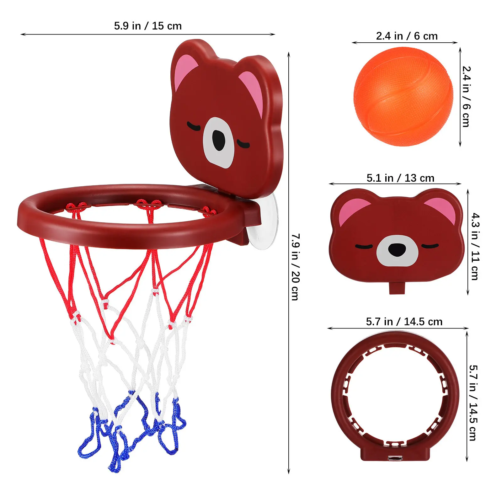 1Set Suction Cup Basketball Frame Kids Bathroom Game Includes Backboard Ball Hook Easy Install Indoor Outdoor Bath Training