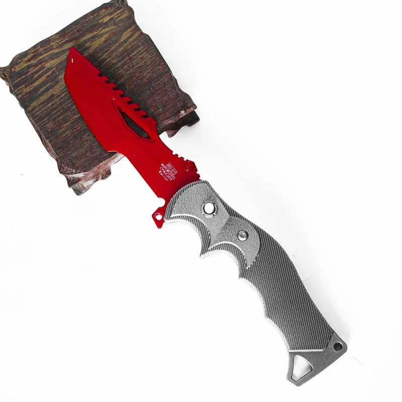 22cm/8.66in arena breakout jogo vermelho mandarim faca dobrável armas de metal modelo liga pingente ornamentos sem cortes coleção desktop