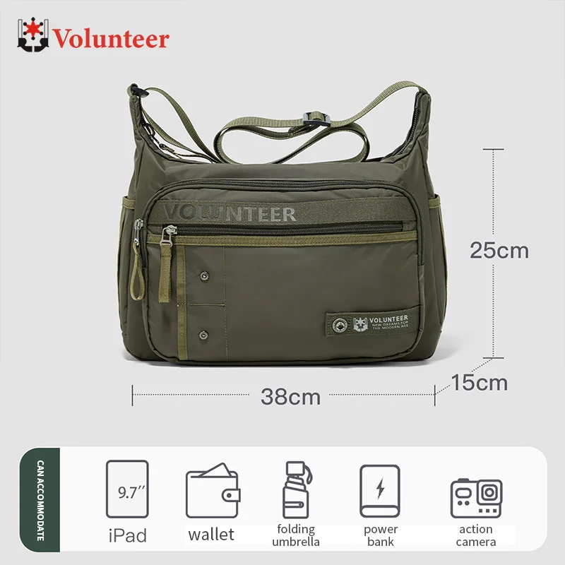 VOLUNTEER, bolsos de mensajero para hombre 2025, bolso cruzado informal de tela Oxford de gran capacidad, bolso de hombro para ir al trabajo con múltiples bolsillos 1876-06