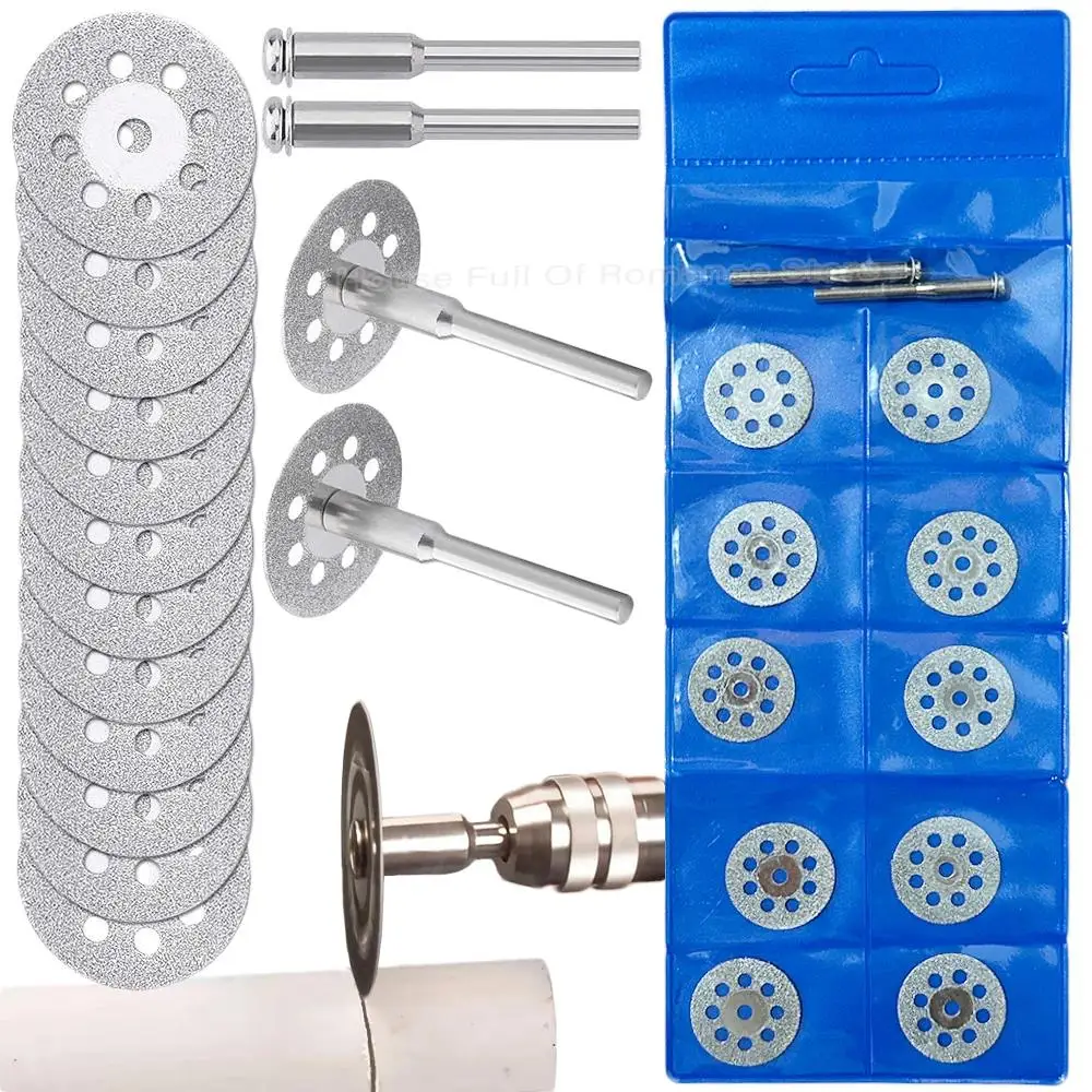 Diamond Cutting Wheel Disc Set 30mm Grinding Circular Saw Blade Metal Cut Off Abrasive Tools for Dremel Rotary Tool with Mandrel