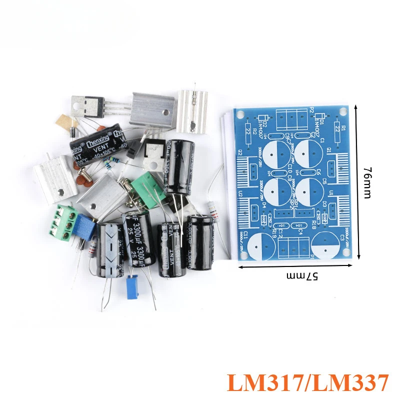 LM317/LM337 Kit Power Module Adjustable Voltage Regulator Switch Resettable Fuse Electrolytic Capacitor Board DC1.25-37V