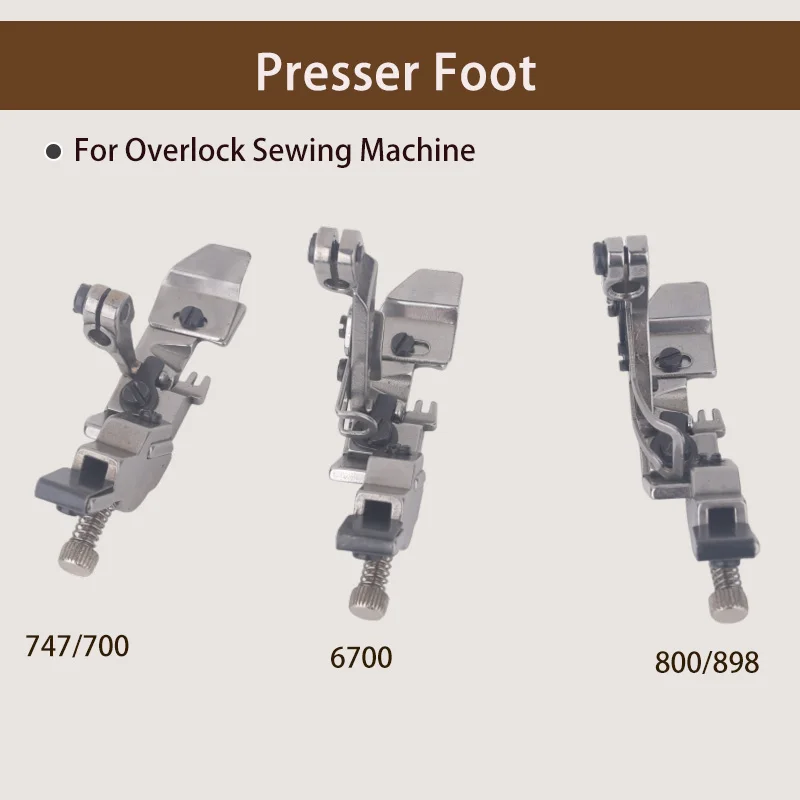 Adjustable Rubber Elastic Presser Foot Four-Threads Elastic Wide Foot for Siruba 747 700 Jack 988 Juki 6700 Overlock Sewing