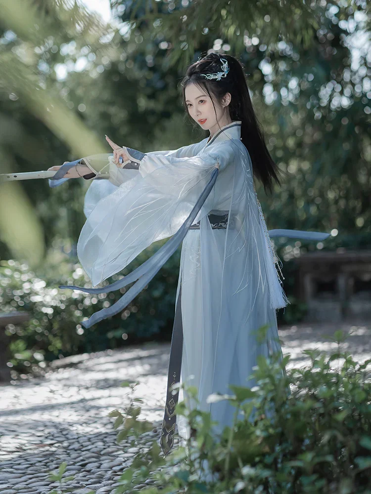 Zhong Lingji Ci Xian gaun Hanfu gaya kuno gaun seni bela diri Han kostum Han Cina