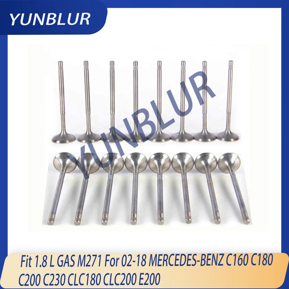 

Engine Parts 8x Exhaust & 8x Intake Valve Kit Fit 1.8 L GAS M271 For 02-18 MERCEDES-BENZ C160 C180 C200 C230 CLC180 CLC200 E200