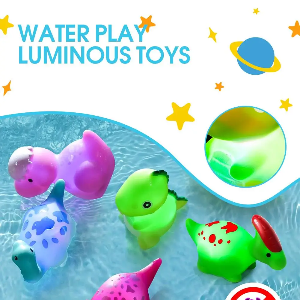 متوهجة ديناصور حمام لعبة الكرتون الكلب مزرعة الحيوان الطفل لعبة من الفينيل العائمة ضوء الحمام حمام متعة الحسية هدية ل X2k9 #5