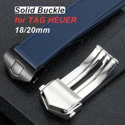 18mm 20mm Watchband Buckles for TAG Heuer Solid Stainless Steel Folding Clasps Silicone Leather Strap Clasp Watch Accessories