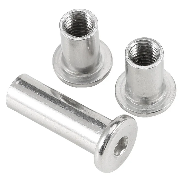 304 Stainless Steel Flat Hexagon Socket Head Rivet Insert Joint Sleeve Connector Nut M2 M3 M4 M5 M6 M8M10 Flat Head Insert Nuts