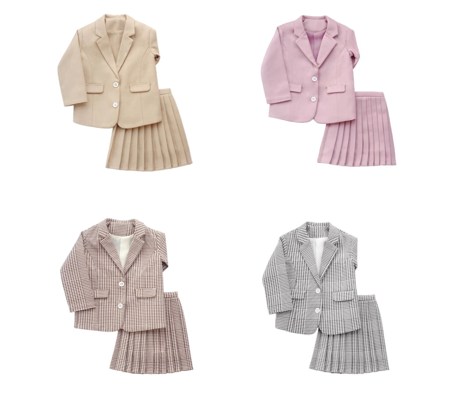 D09-P367 Kinder handgemachtes Spielzeug 1/4 1/6 YOSD MSD Bjd Puppenkleidung Kariertes Freizeitanzugkleid 2 Stück/Set