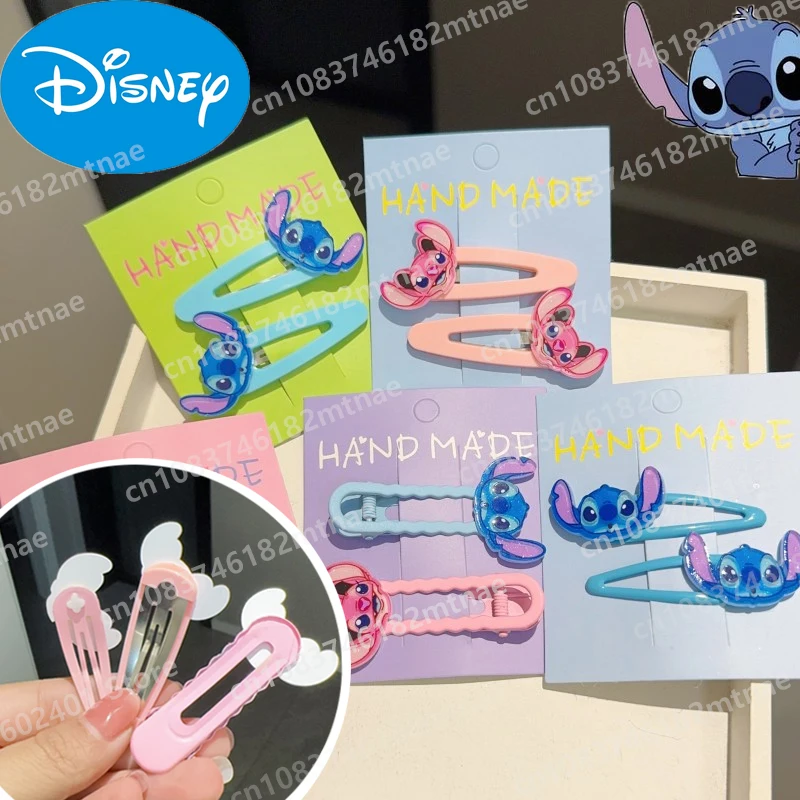 

Disney Blue Pink Stitch Hairpin Sweet Acrylic Kids BB Clip Cute Candy Color Broken Hair Bangs Hairpin Accessories Girl's Gifts