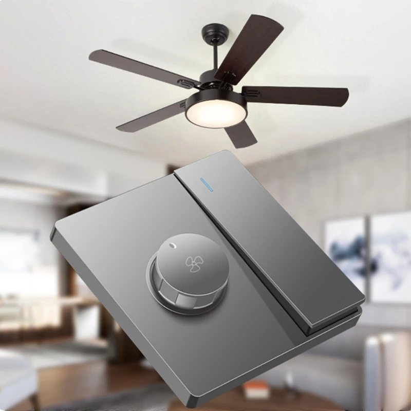 Interruptor Control velocidad del ventilador techo, ajuste Universal 220V, botón pared, atenuador, engranajes