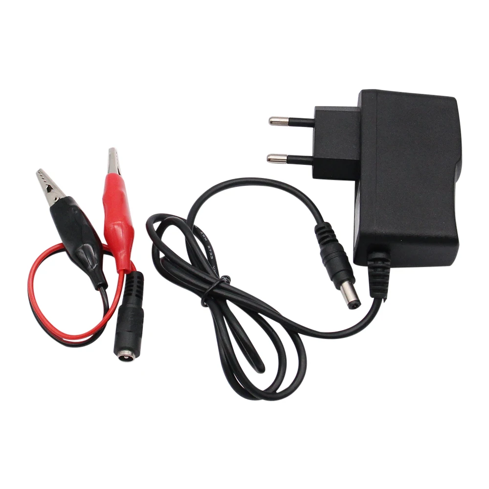 Cargador de batería seca de plomo y ácido para coche y motocicleta, herramienta eléctrica de juguete, adaptador de carga de corriente de Motor con Clip, 12 V, 1000mA, 12 V, 1A