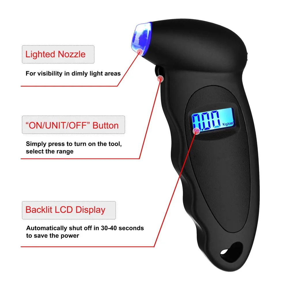 150PSI Car Portable Digital LCD Tyre Air Pressure Gauge Tester Handheld Backlight High Precision Tire Monitoring Safety Tool