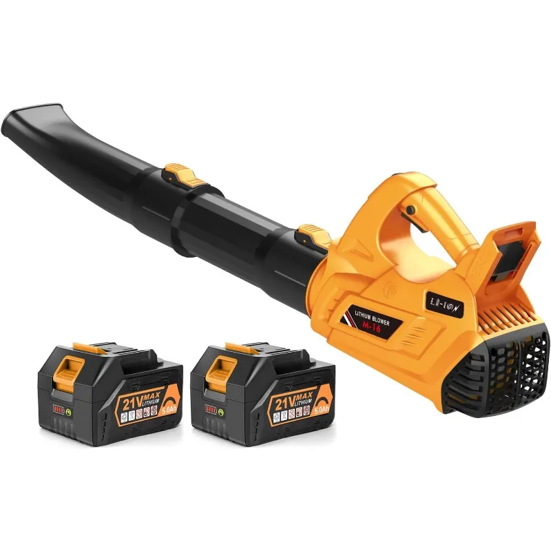 Leaf Blower Cordless with 2 X 5.0 Ah Battery & Charger, Electric Leaf Blower Battery Powered Leaf Blower Lightweight