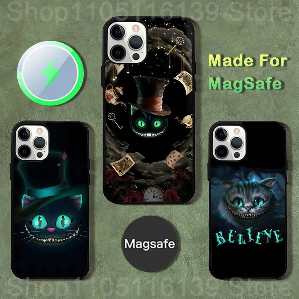 

C-Cheshire Cat Cool Eye Alice Case For iPhone 17,16,15,14,13,12,11,Pro,Max,Plus,Mini,SE4,E Magnetic Magsafe Wireless Charging