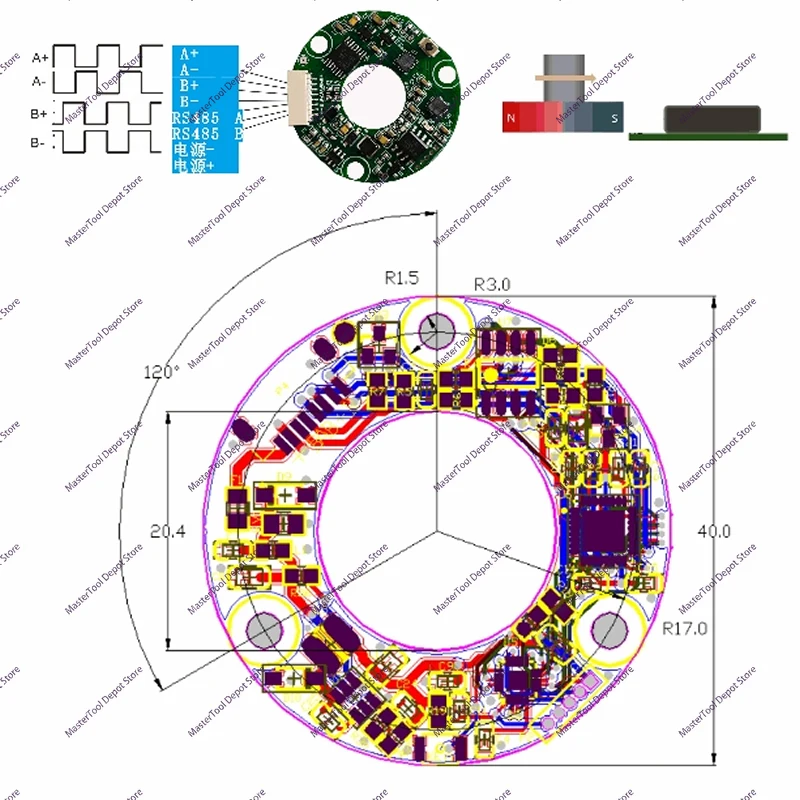 2pcs/lot Hollow Absolute Value Single Turn Multi Turn Encoder 16 Bit RS485 Interface ModbusRTU with AB Pulse Output