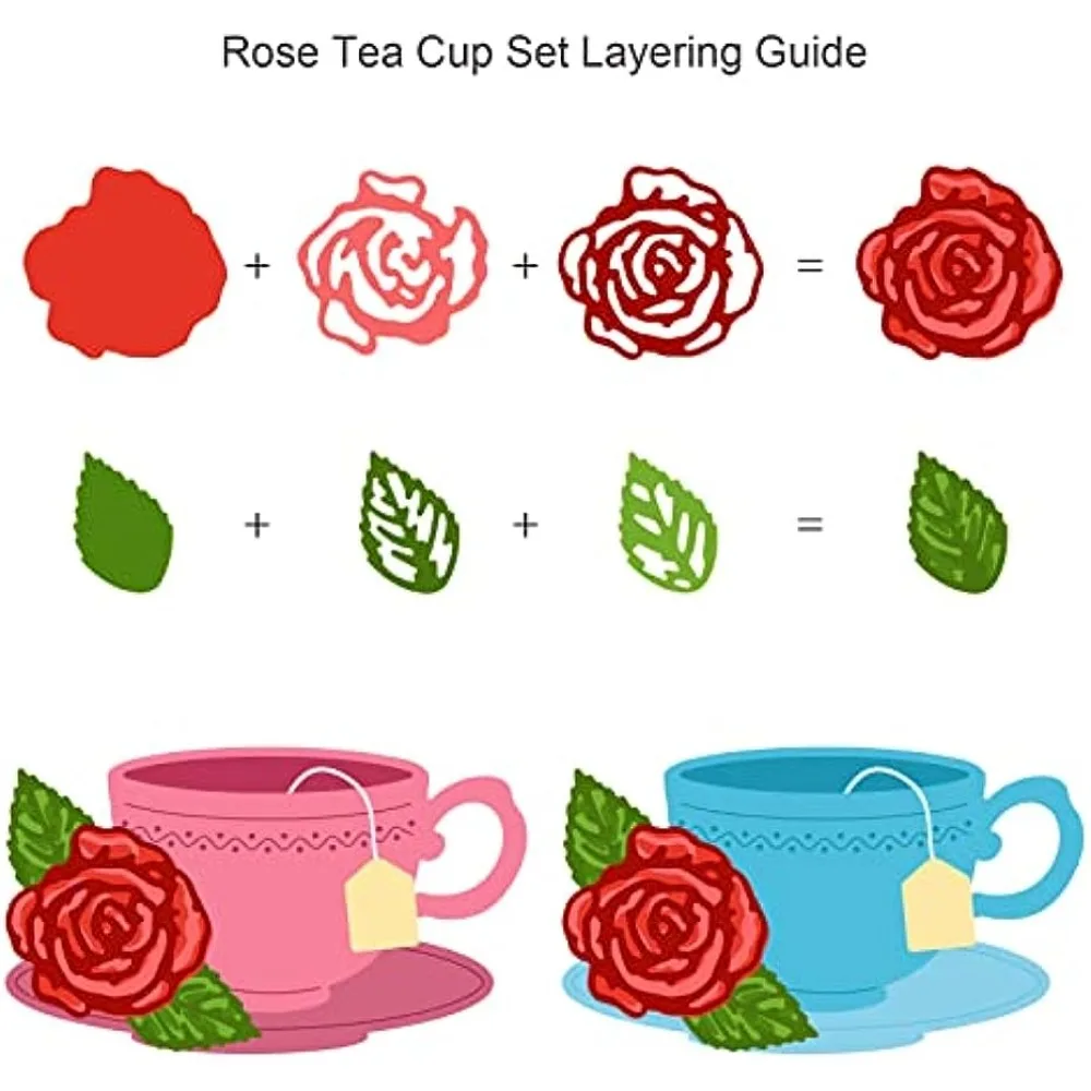 Afternoon Tea Cutting Dies Cup Embossing Stencil Template Flower Metal Die Cut Grid Background Carbon Steel Die Cutting Template