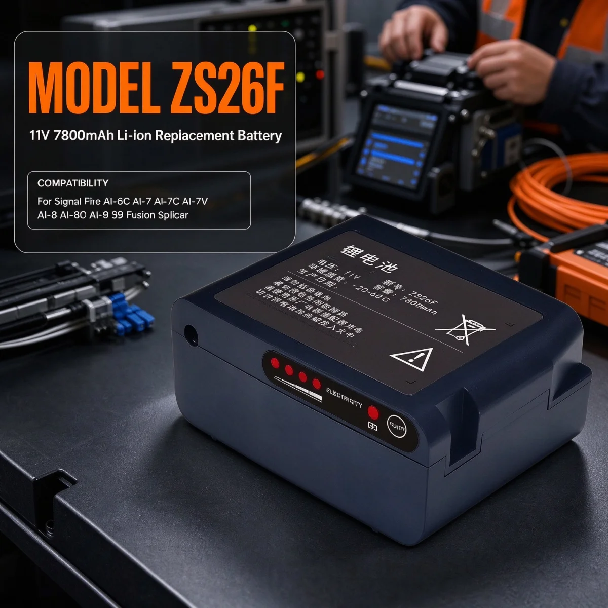 ZS26F 7800mAh Li-ion Replacement Battery For Signal Fire AI-6C AI-7 AI-7C AI-7V AI-8 AI-8C AI-9 S9 Fiber Optical Fusion Splicer