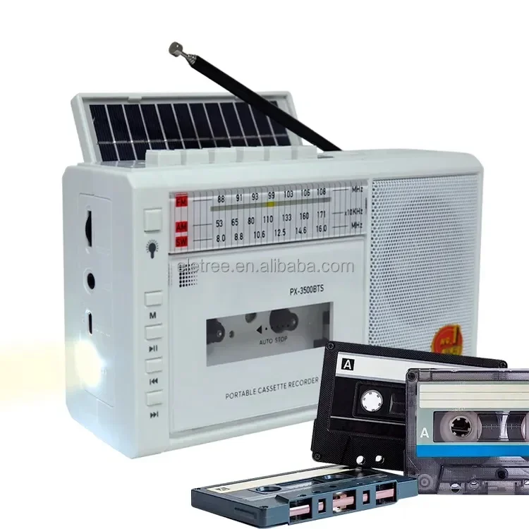 

Portable Vintage Retro Solar Emergency Radio Multiband Radio Wireless Bluetooth Mp3 Audio Cassette Tape Player Recorder AM/FM/SW
