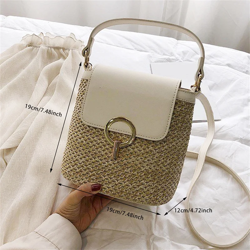 1PC New Women Ladies Handbag Beach Bag Straw Woven Bag Shoulder Bags Straw Knitted Purses Handbags Shoulder Bag