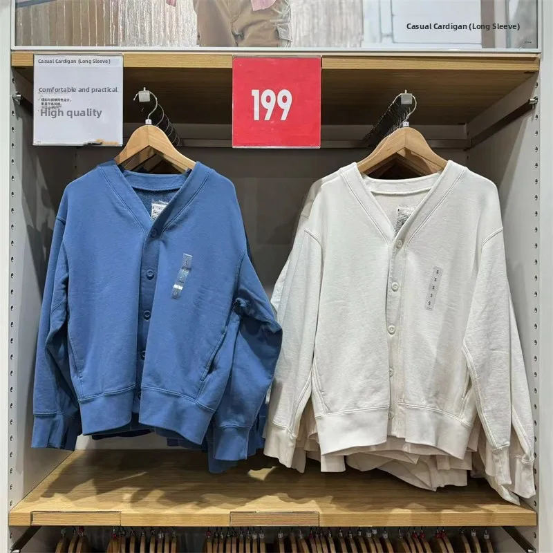 

Повседневная толстовка с длинными рукавами для мужчин и женщин, весна-осень, новая модель, однотонный модный кардиган для пар