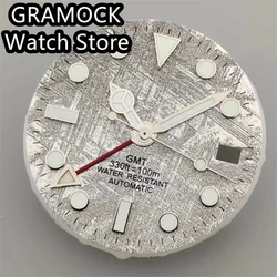 GRAMOCK 29mm Meteorite Pattern Dials GMT Watch Hands Fit NH34 Movement Green Luminous Suitable for Mechanical Watch Installation